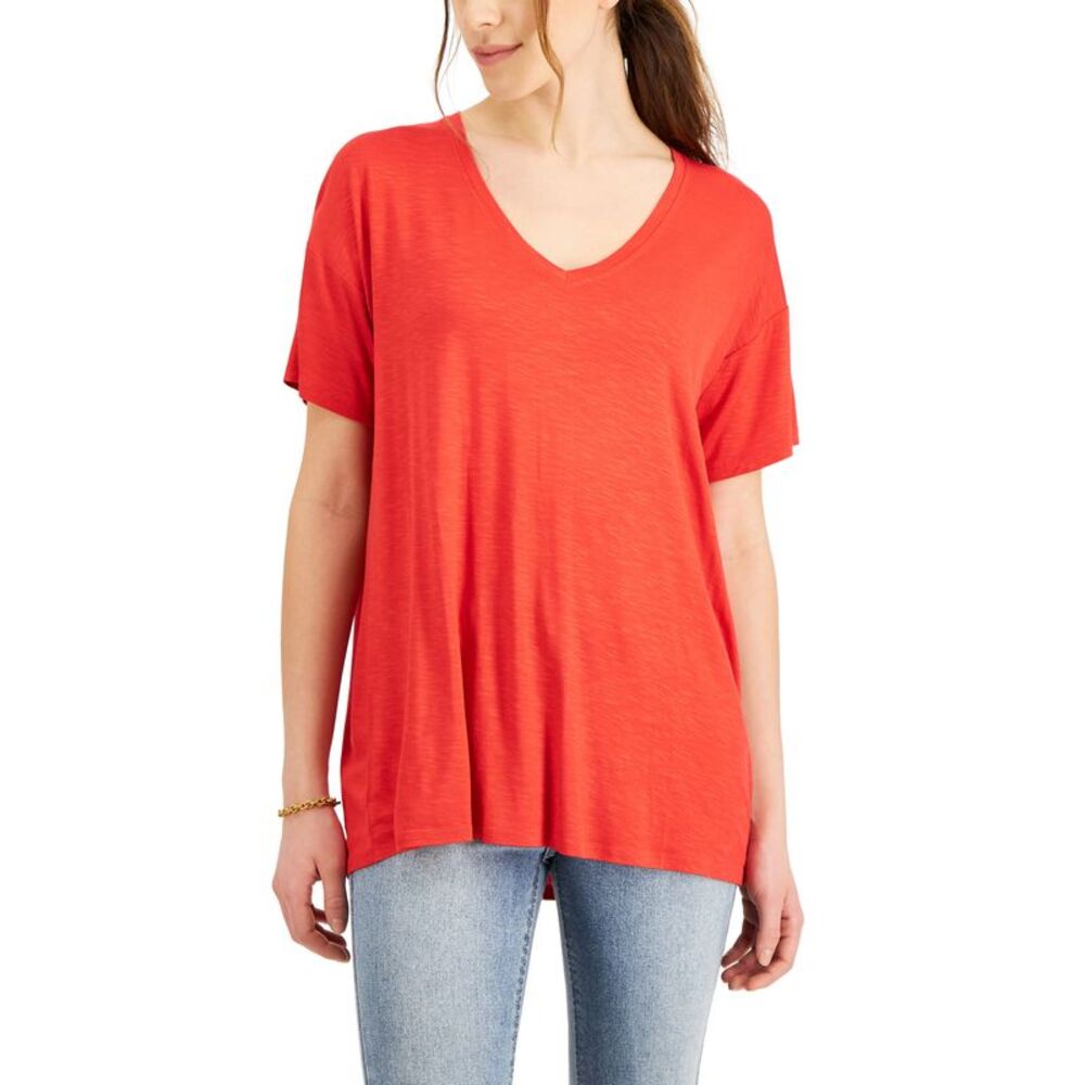 Style & Co Drapey V Neck Short Sleeve T-Shirt